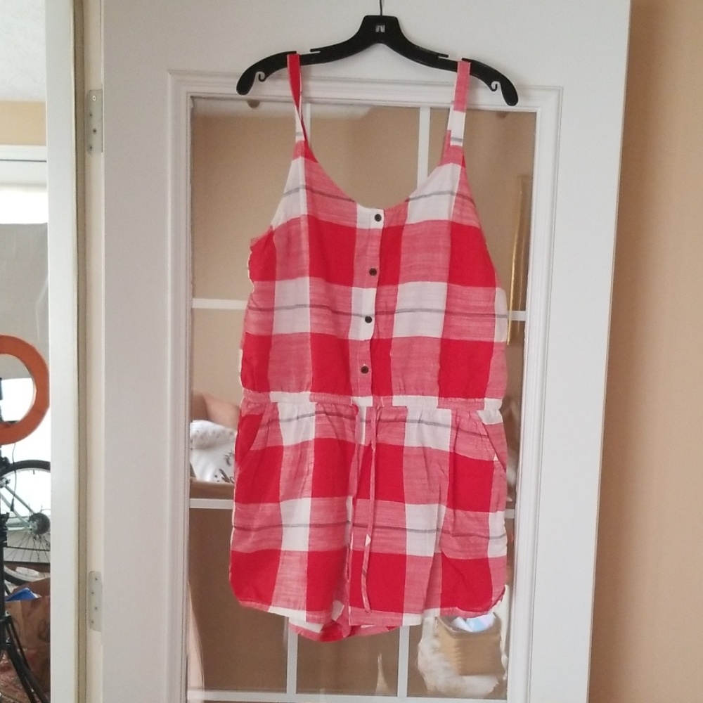 Old Navy plaid romper.